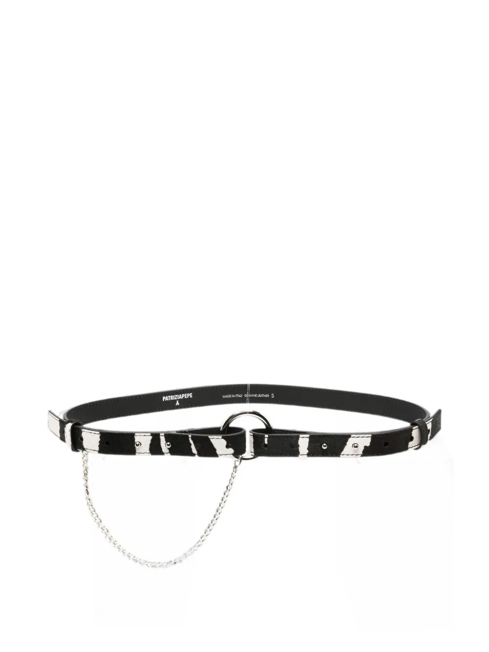 Patrizia Pepe Zebra-print Chain-detail Belt In Black