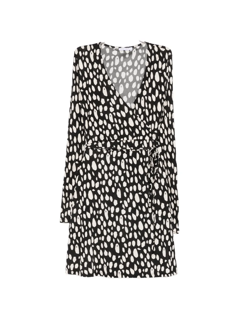 Patrizia Pepe Printed Wrap Mini Dress In Black