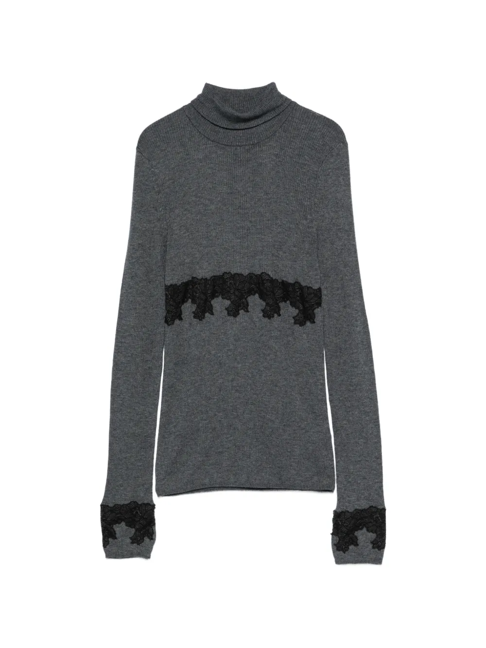 Patrizia Pepe lace-trim turtleneck knit - Grau