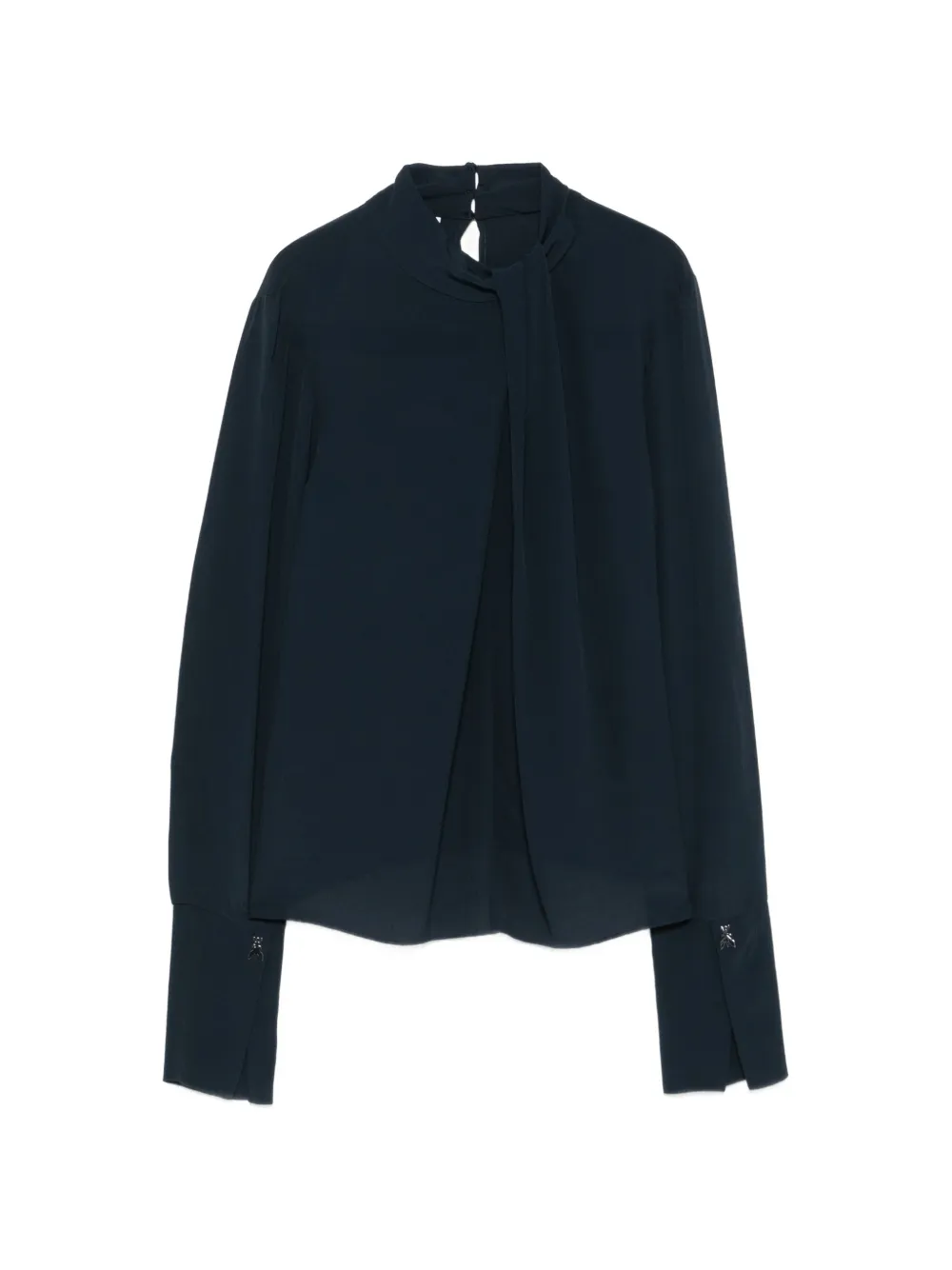 Patrizia Pepe draped-collar long-sleeve blouse - Blu