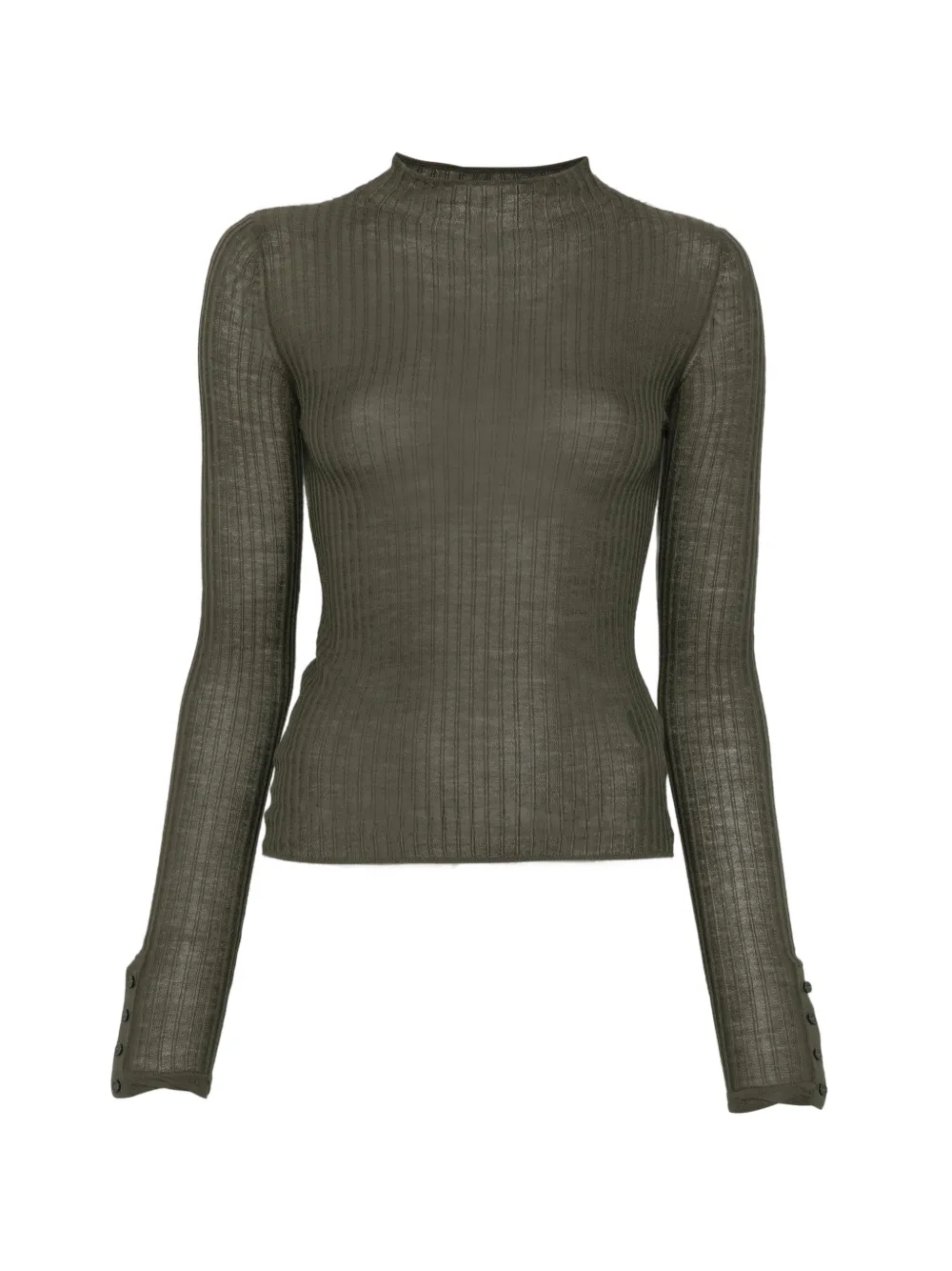 Patrizia Pepe ribbed funnel-neck sweater Groen