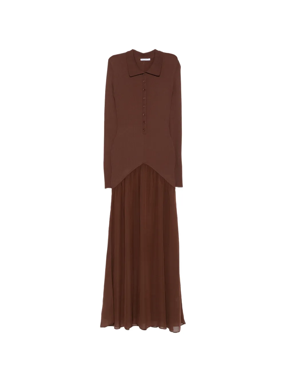 Patrizia Pepe ribbed-knit fluid-skirt dress - Marrone