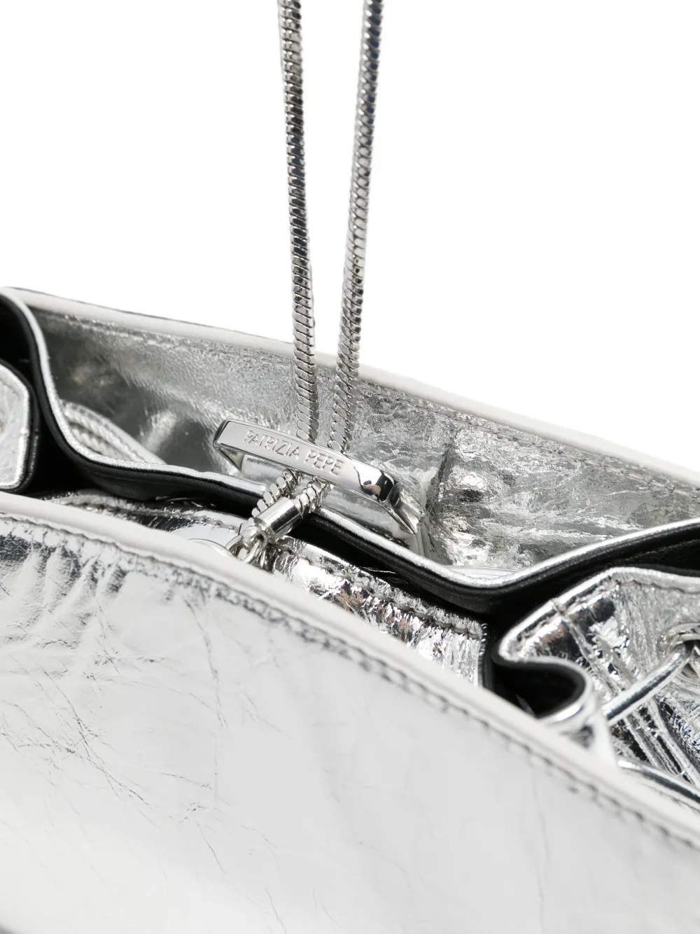 Patrizia Pepe Gelamineerde leren clutch Zilver