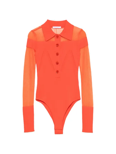 Patrizia Pepe sheer-panelled knit polo-shirt