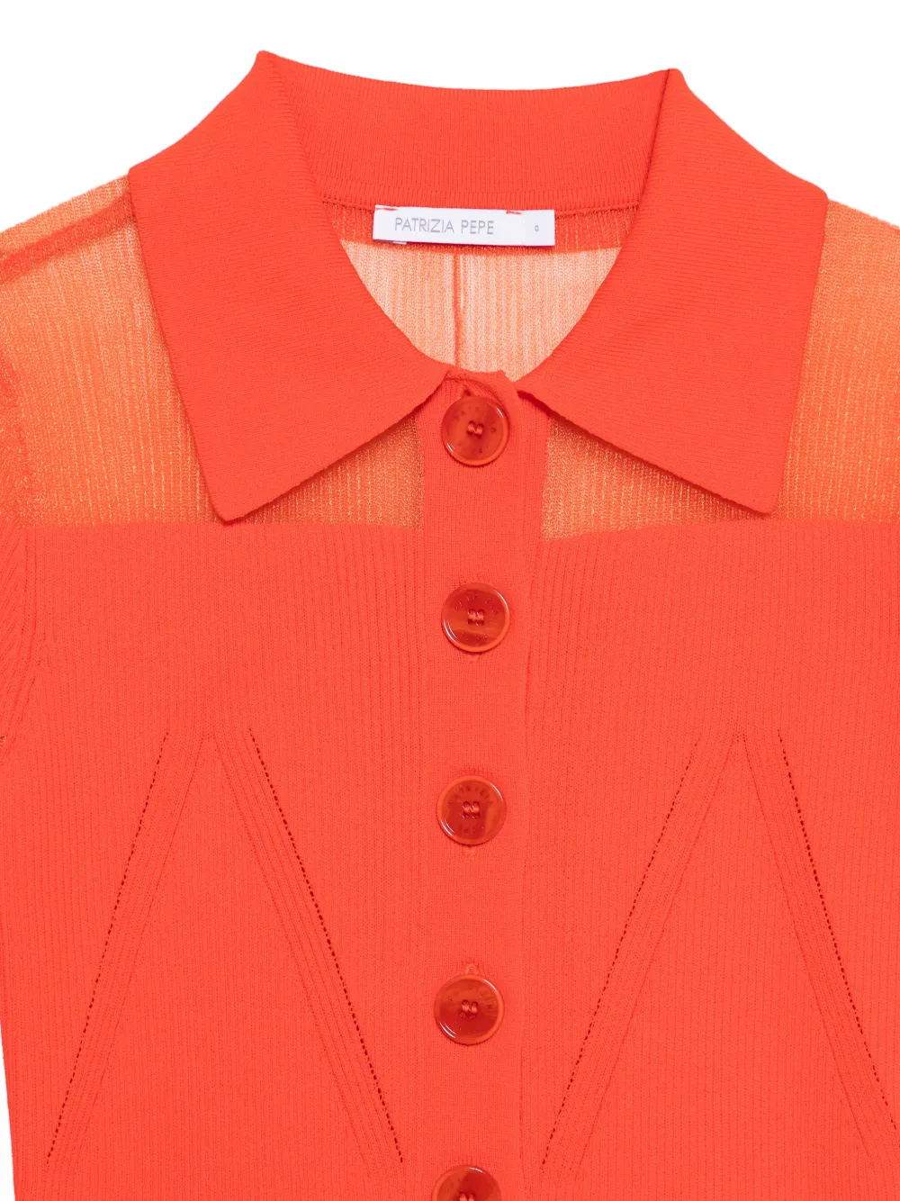 Patrizia Pepe Gebreid poloshirt met doorzichtige vlakken Oranje