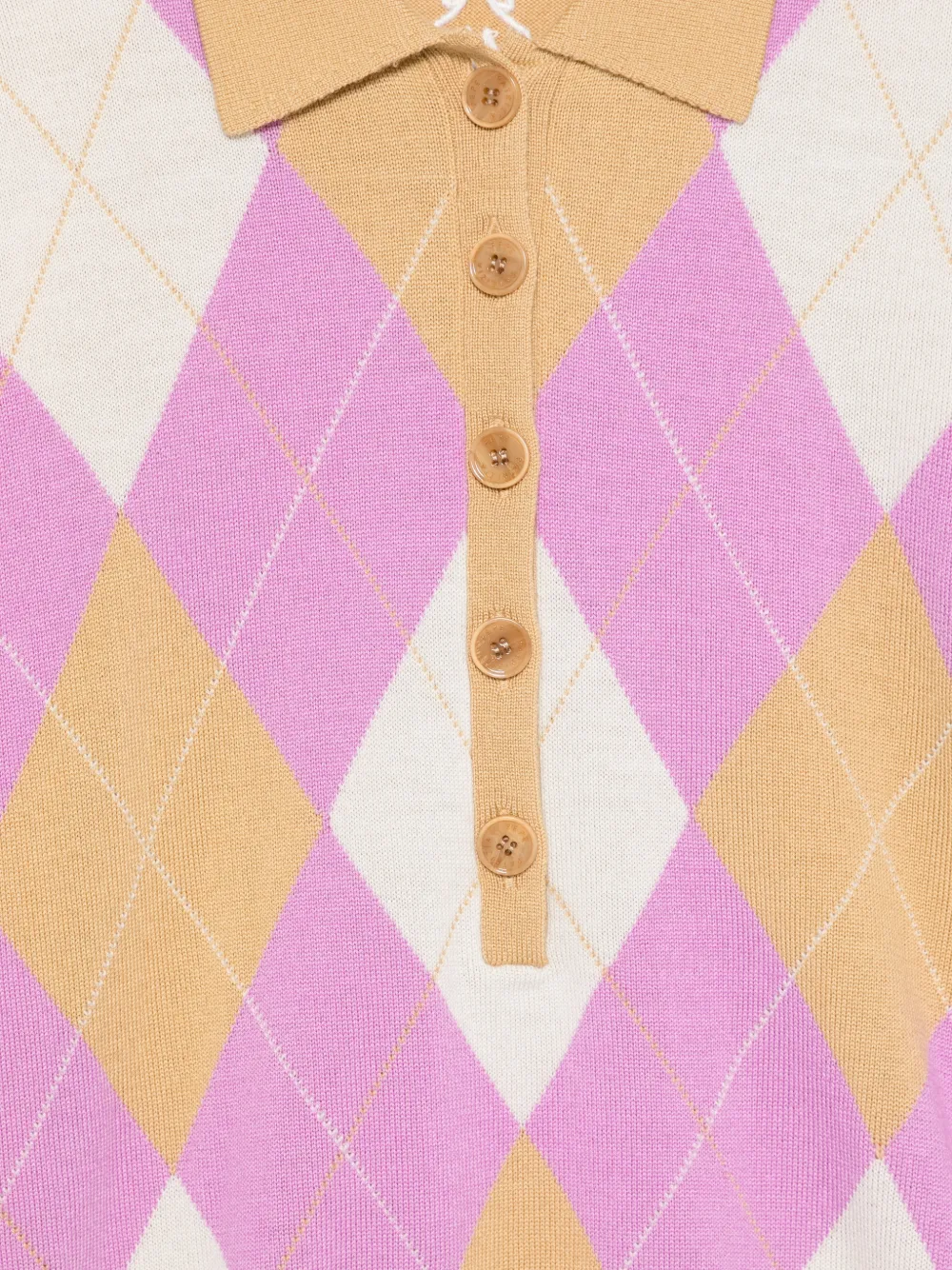 Patrizia Pepe argyle-pattern wool polo-shirt Beige