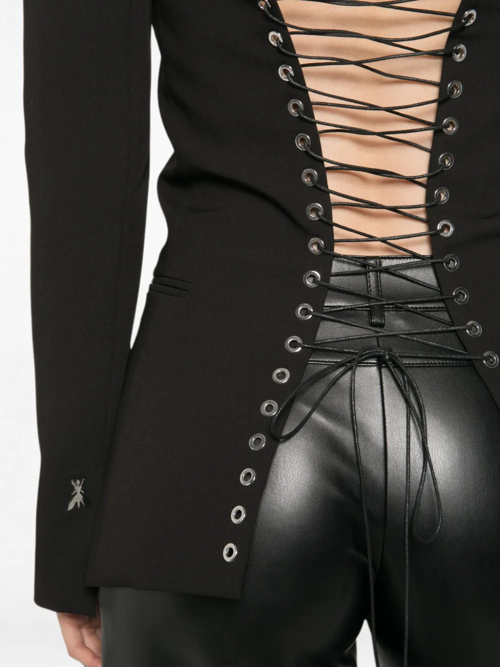 Patrizia Pepe lace-up structured blazer Zwart