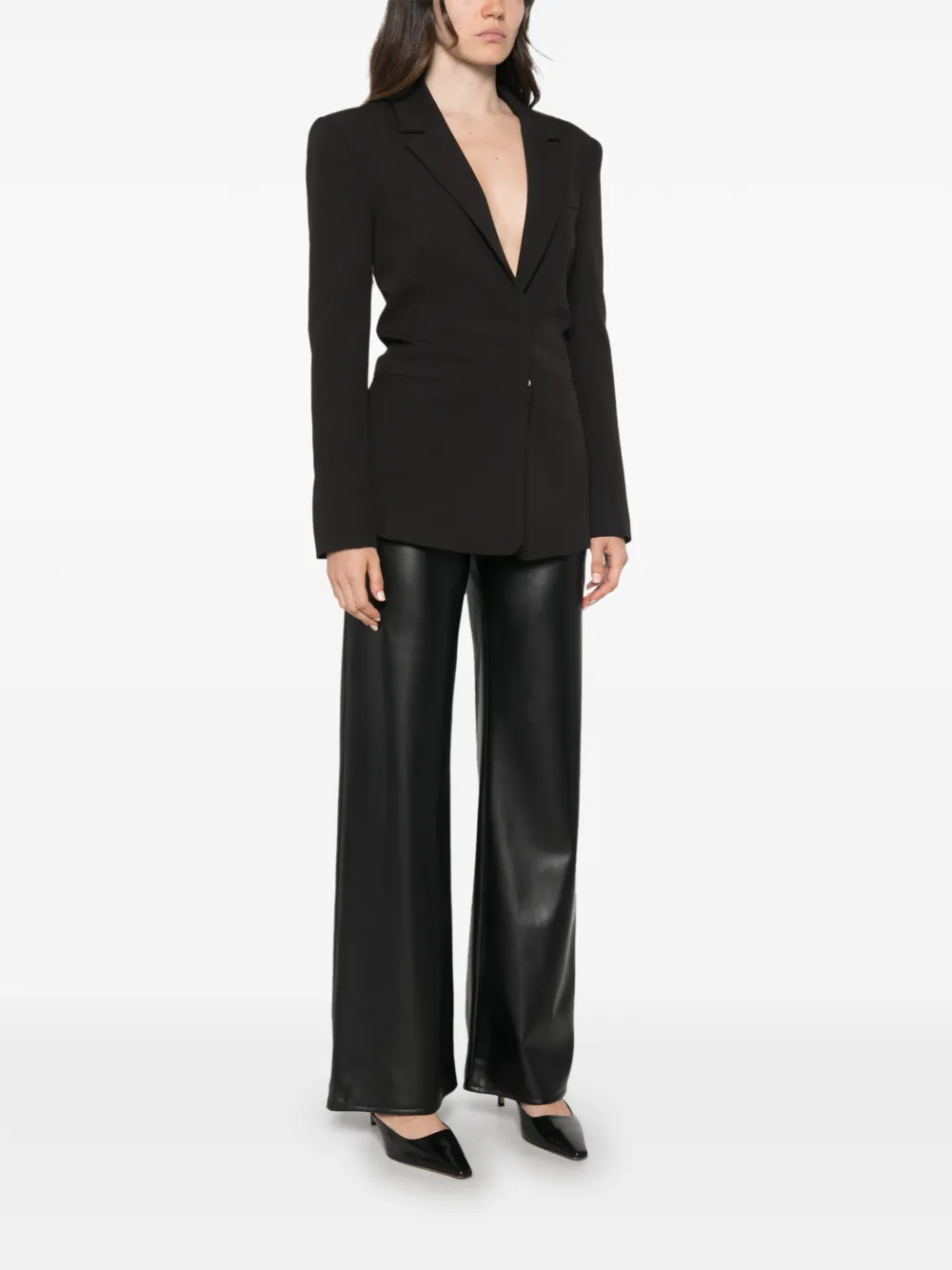 Patrizia Pepe lace-up structured blazer Zwart