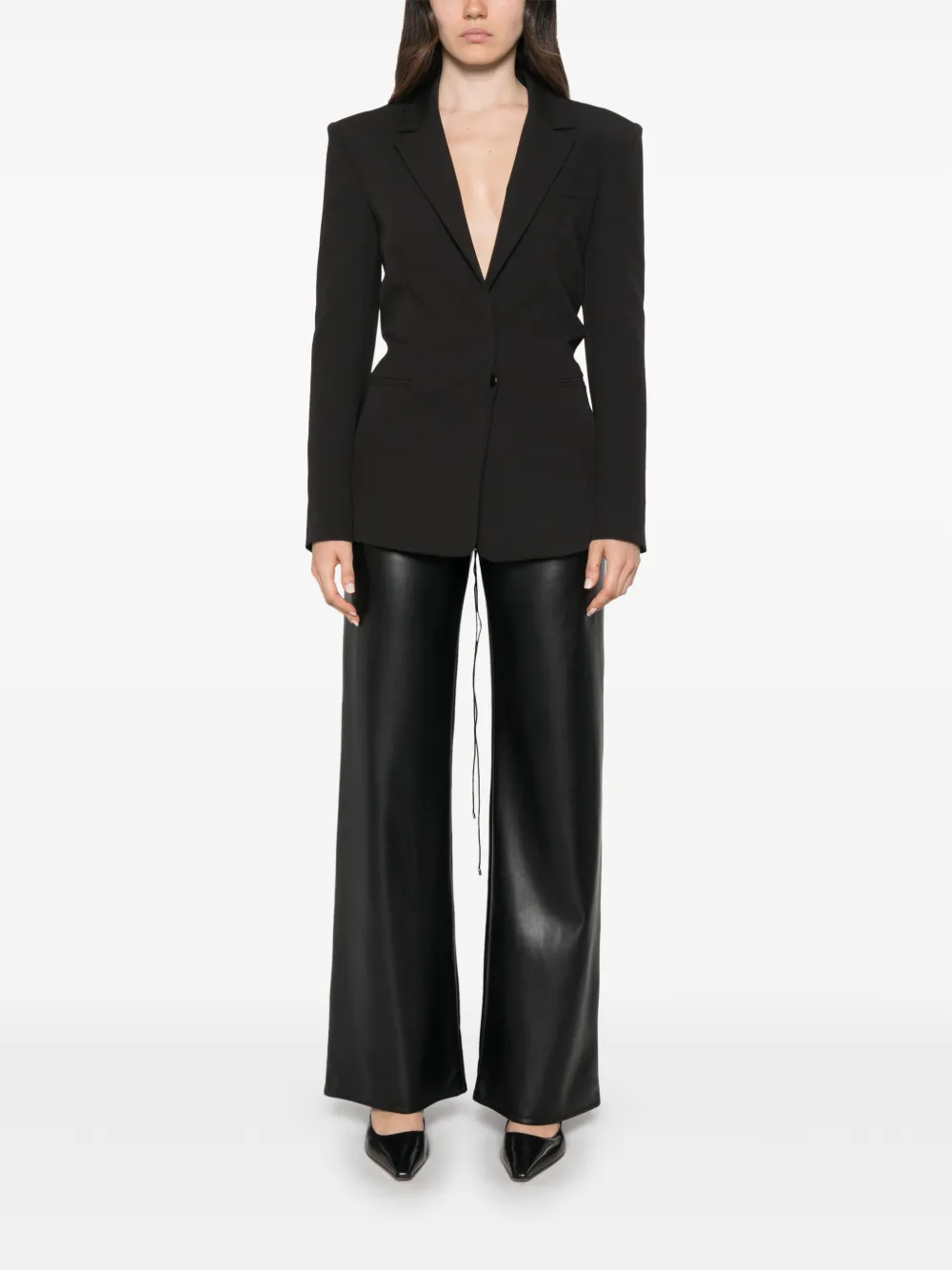 Patrizia Pepe lace-up structured blazer Zwart