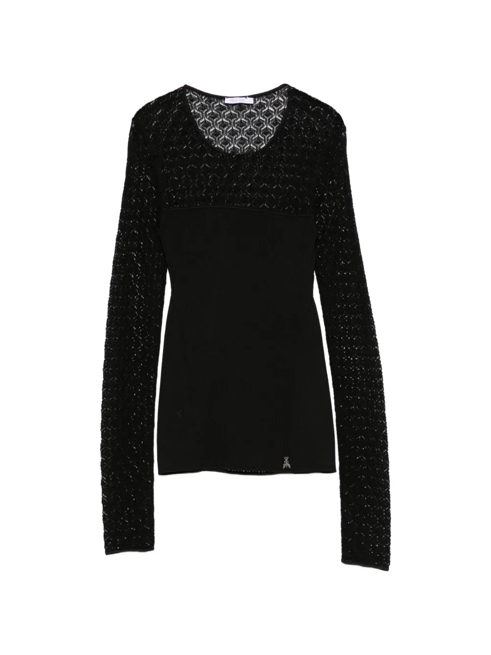 Patrizia Pepe lace-effect slim-fit top - Schwarz