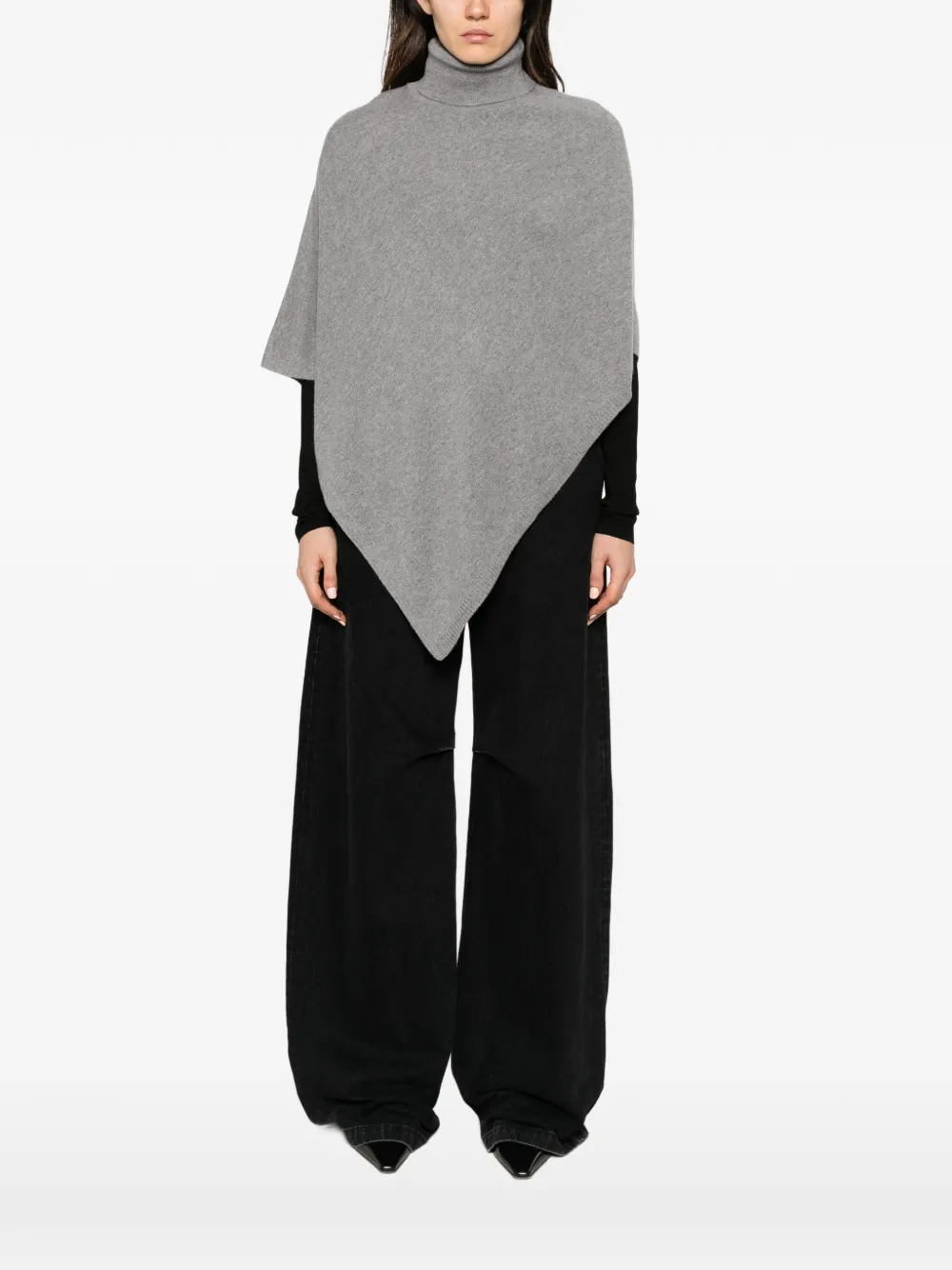 Patrizia Pepe asymmetric roll-neck poncho Grijs