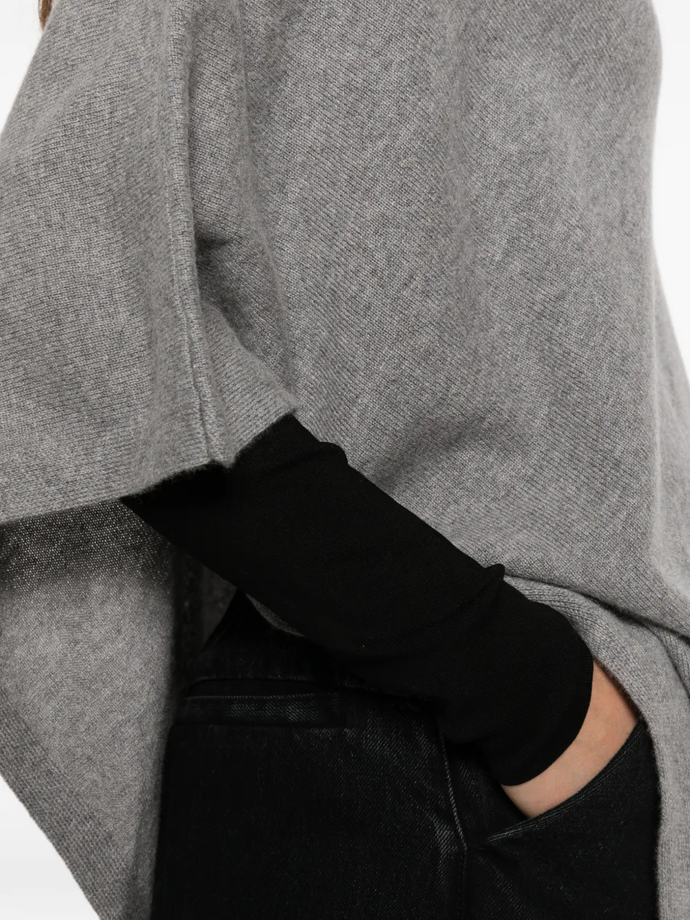 Patrizia Pepe asymmetric roll-neck poncho Grijs