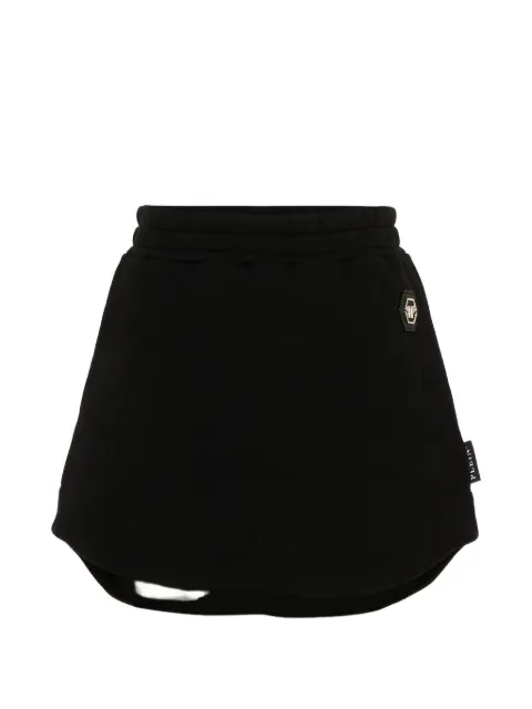 Philipp Plein Junior logo-plaque curved-hem skirt