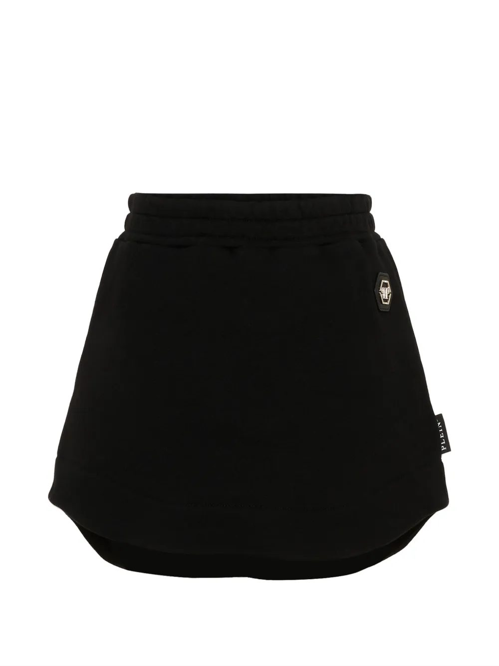 Philipp Plein Junior logo-plaque curved-hem skirt - Nero