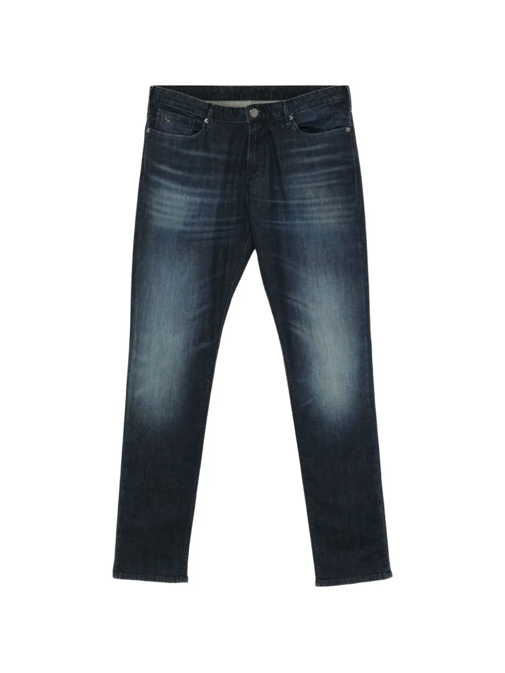 Emporio Armani faded-effect whiskered jeans - Blu