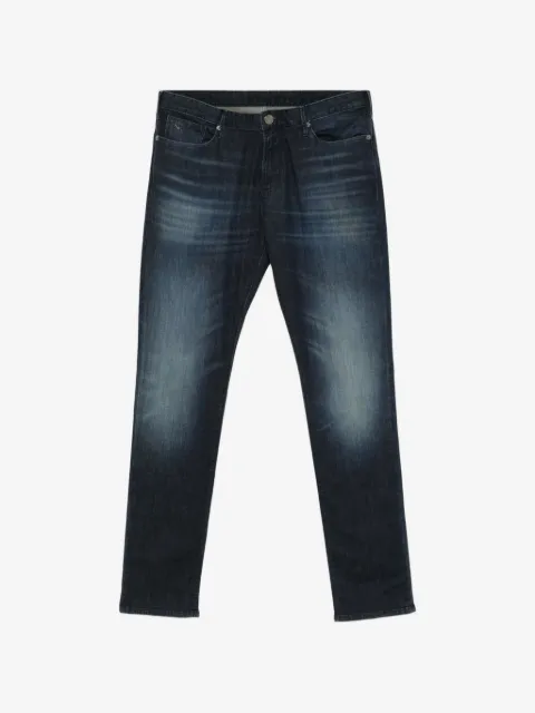 Emporio Armani faded-effect whiskered jeans