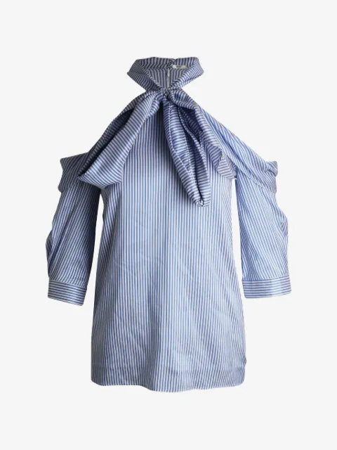 ERDEM Elin striped cold-shoulder top