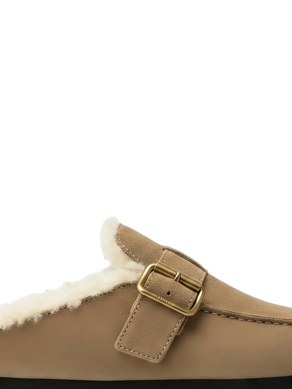 Prada shearling-lined buckle-fastening mules Beige