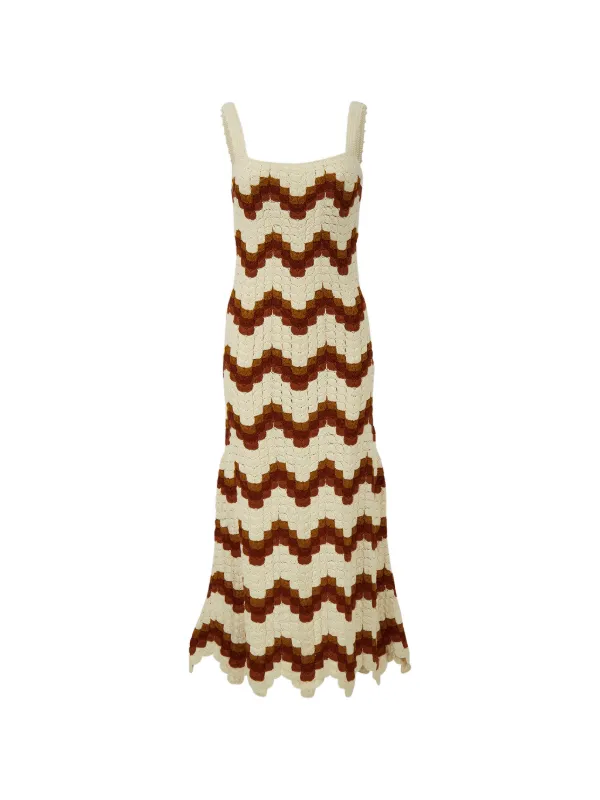Escvdo Marea Hand-crocheted Maxi Dress in Neutrals
