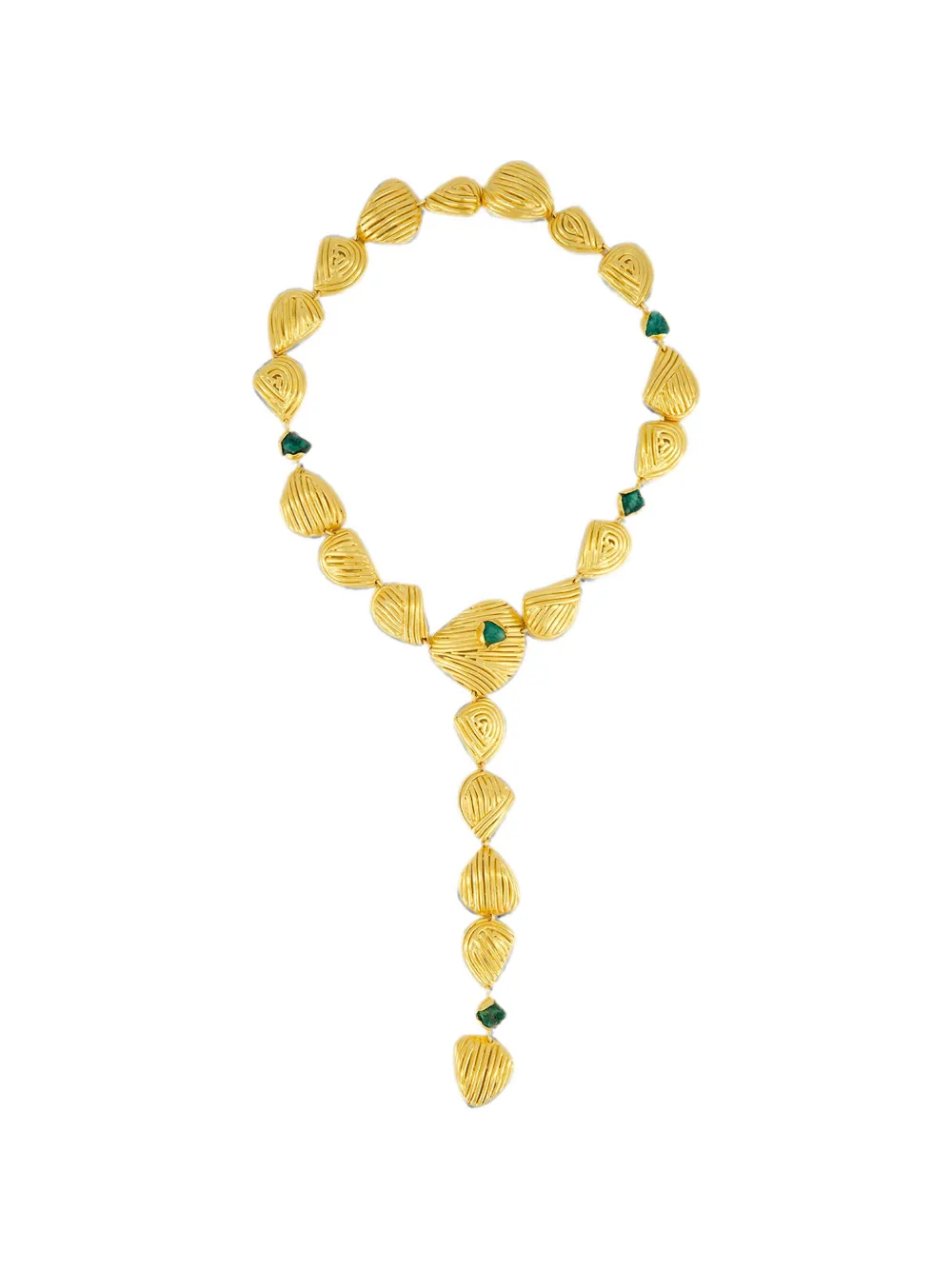 FENOMENA emerald-embellished shell-motif necklace - Gold