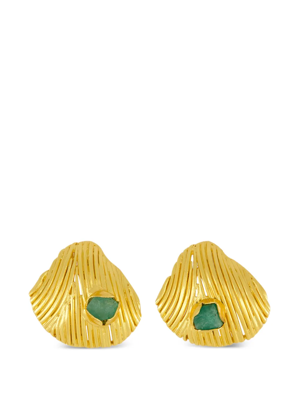 FENOMENA emerald shell-motif earrings - Oro