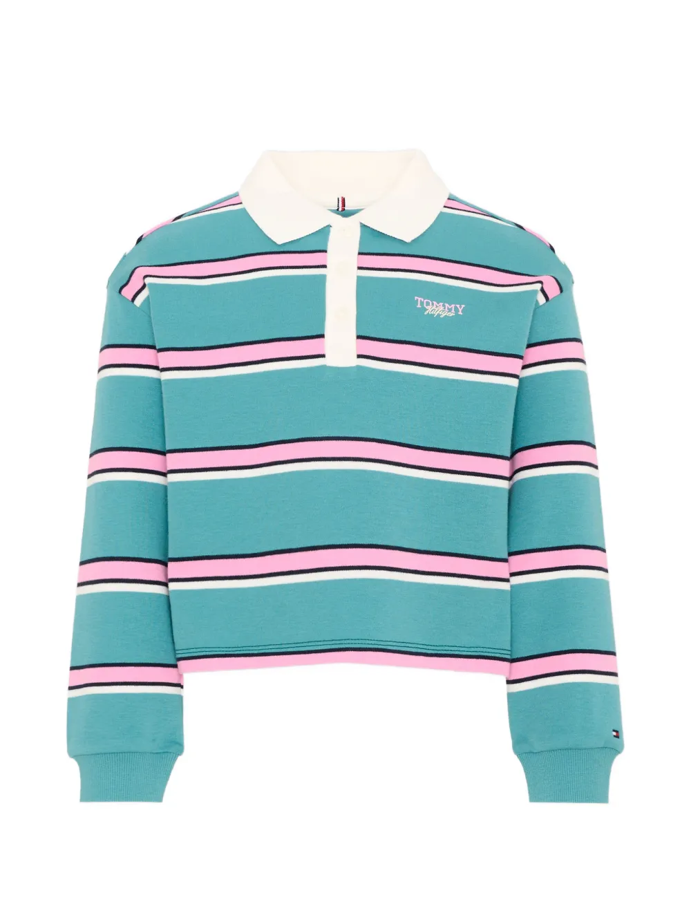 Tommy Hilfiger Junior striped long-sleeve polo shirt - Blau