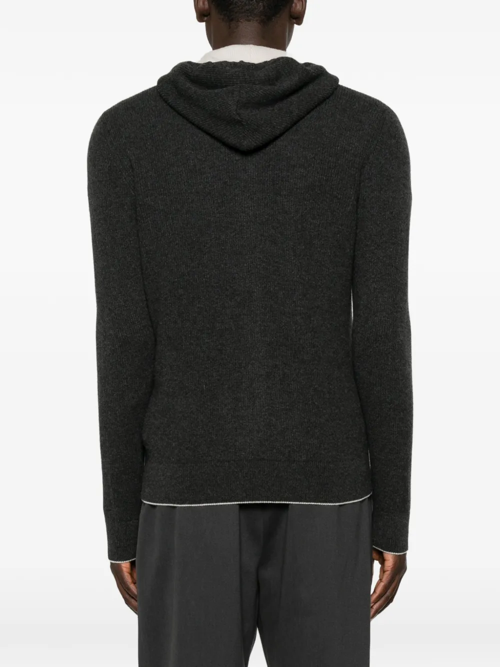 Eleventy ribbed-knit zip-up hoodie Zwart