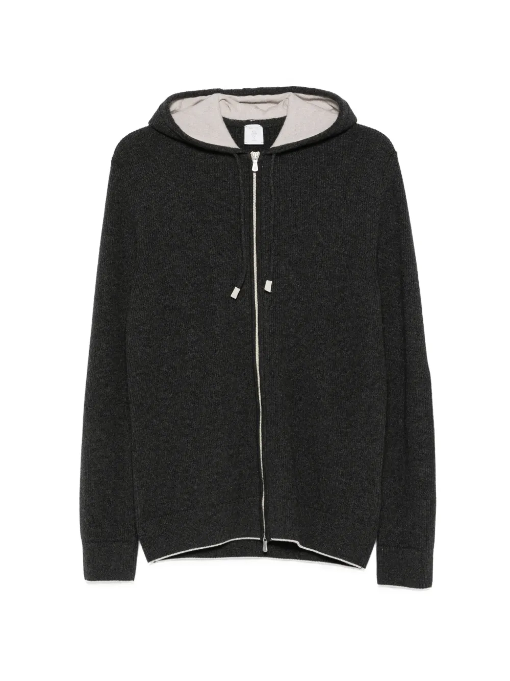 Eleventy ribbed-knit zip-up hoodie - Nero