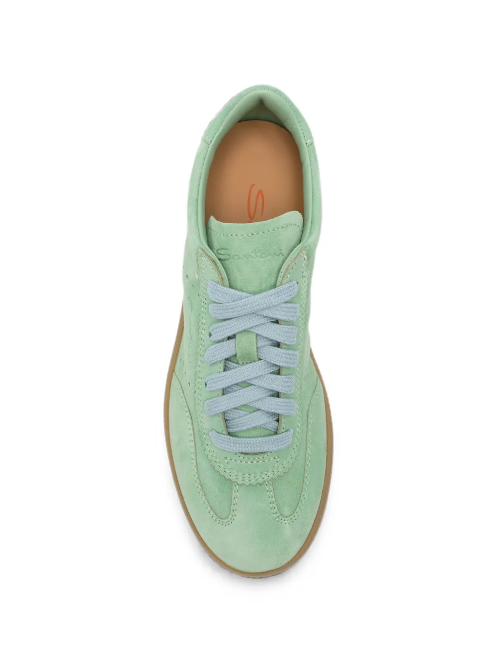 Santoni perforated-detail suede sneakers Groen