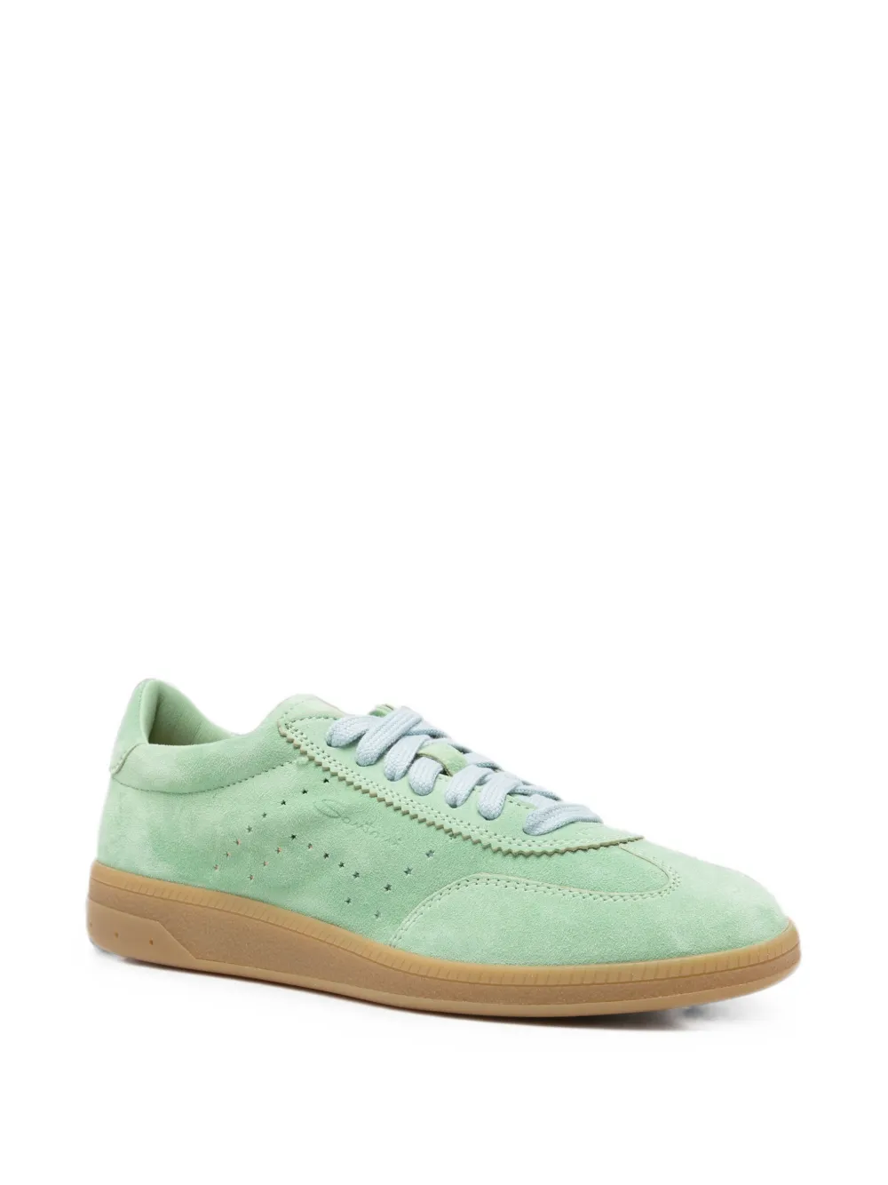Santoni perforated-detail suede sneakers Groen