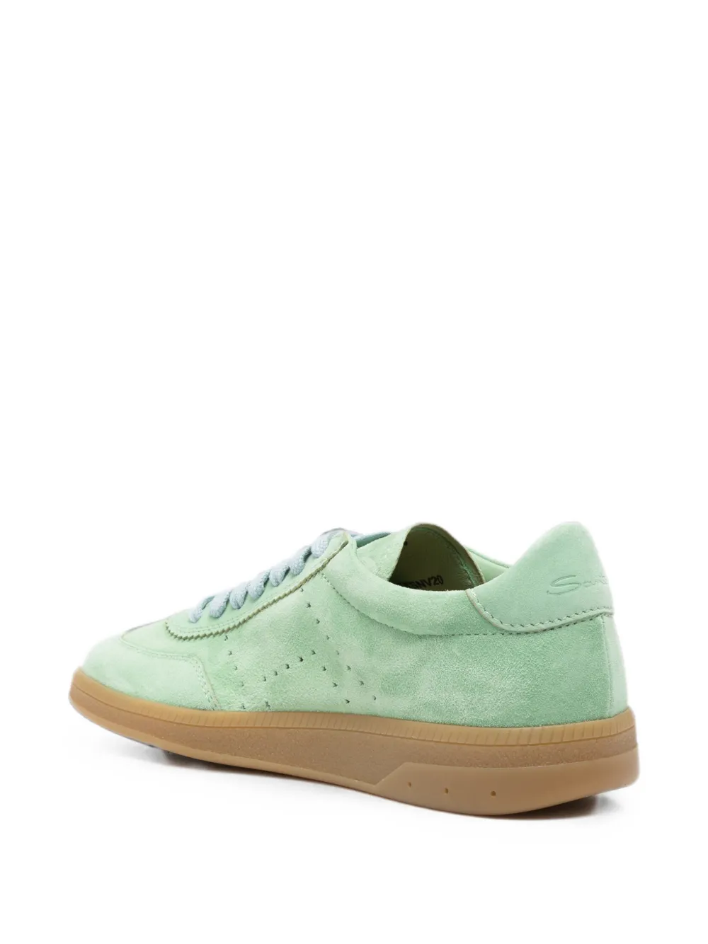 Santoni perforated-detail suede sneakers Groen