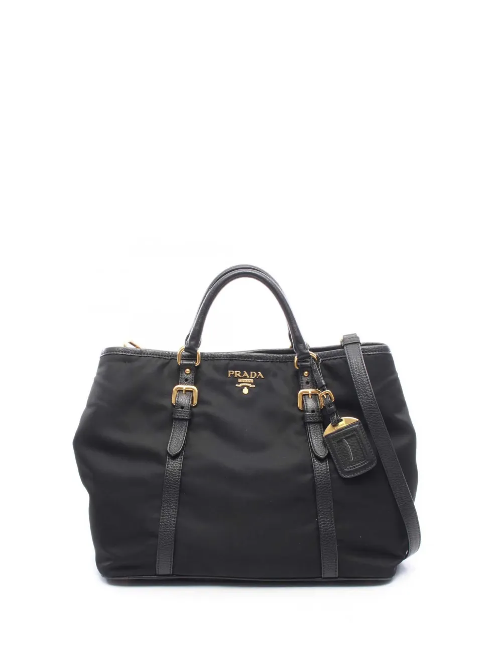 Prada Pre-Owned 2010-2016 Vitello Daino Tessuto Satchel-Tasche mit Besatz - Schwarz