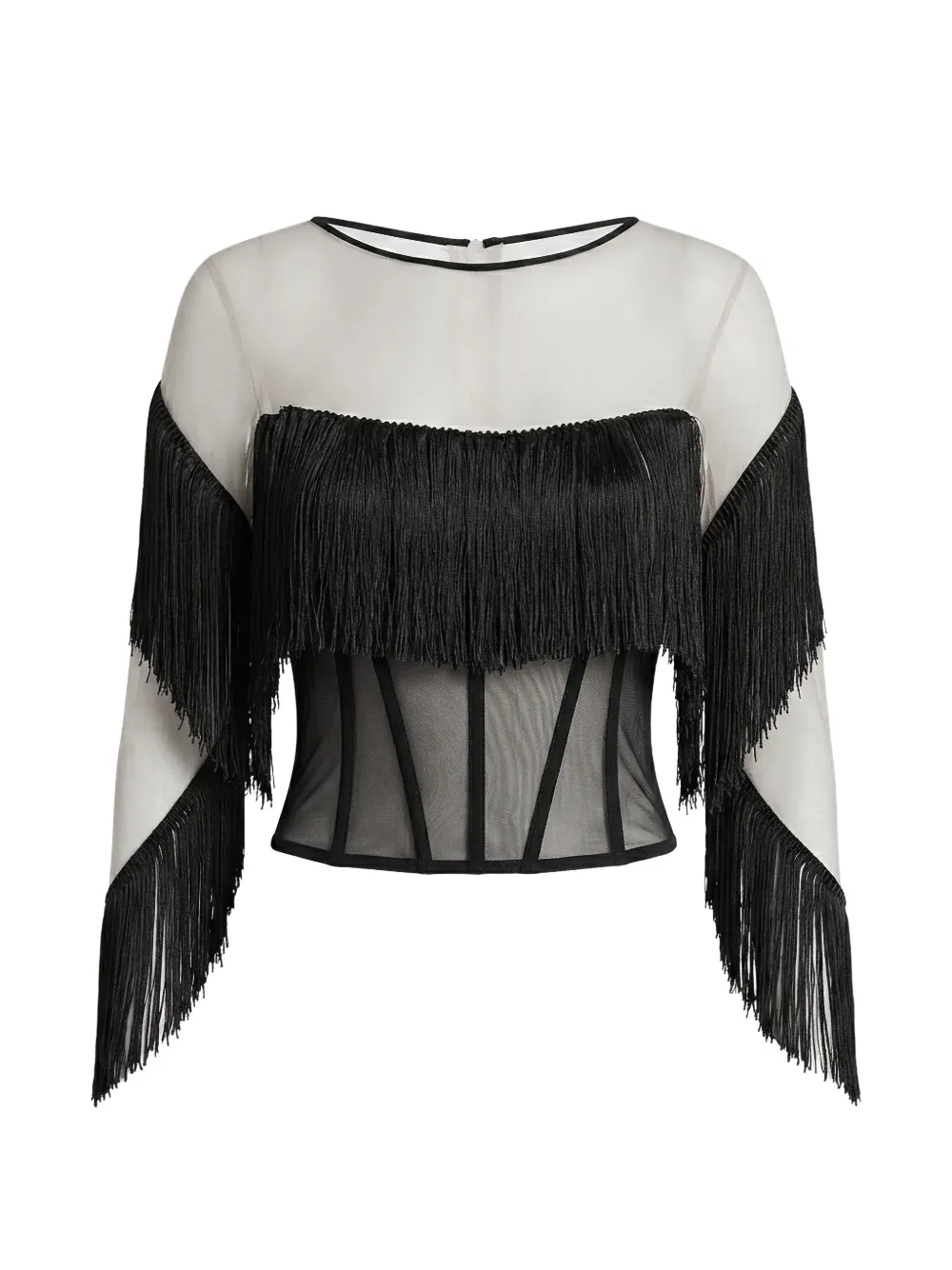 Gemy Maalouf tassel-embellished corset top - Black