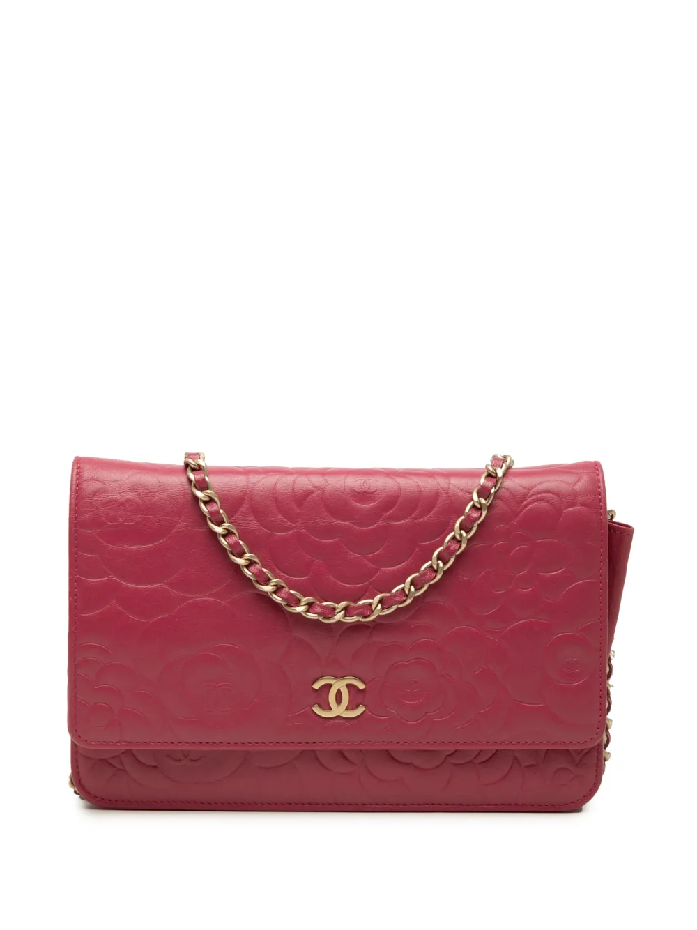 CHANEL Pre-Owned 2012 Camellia Wallet On Chain Umhängetasche aus Lammleder mit CC-Prägung - Rosa