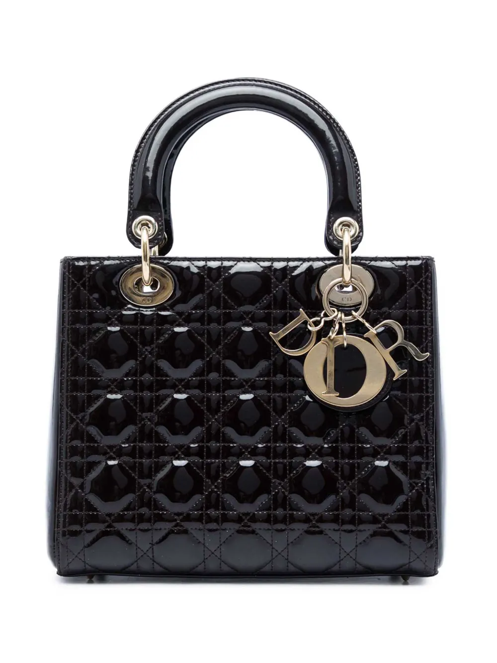 Christian Dior Pre-Owned 2012 mittelgroße Cannage Lady Dior Satchel-Tasche aus Lackleder - Violett