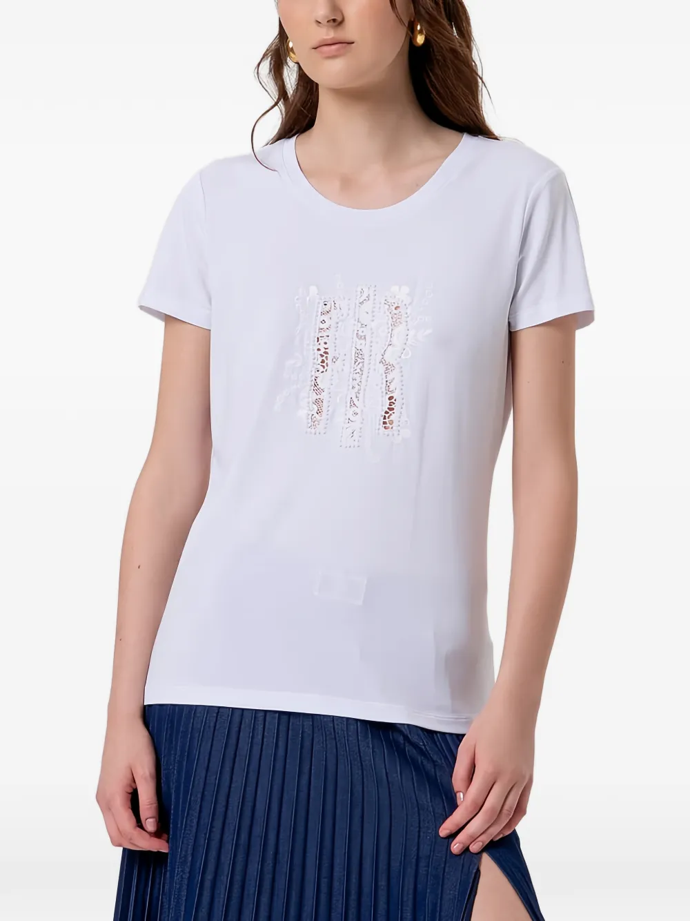 FRACOMINA embroidered faux-pearl T-shirt