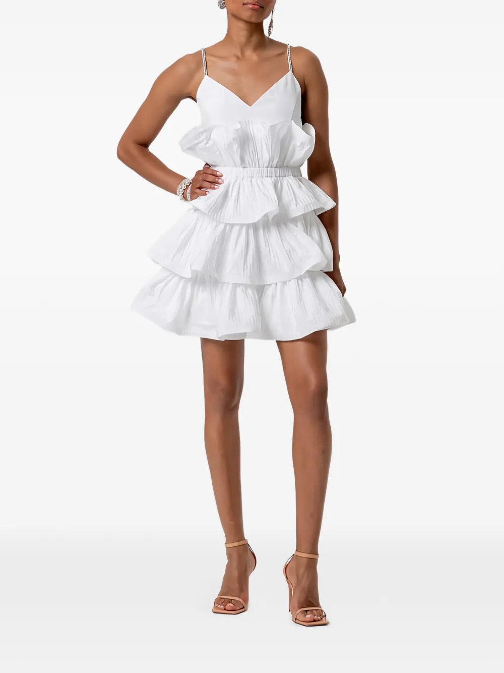 FRACOMINA ruffled tiered mini dress - Bianco