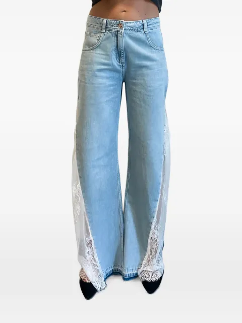 Blugirl lace-panelled wide-leg jeans