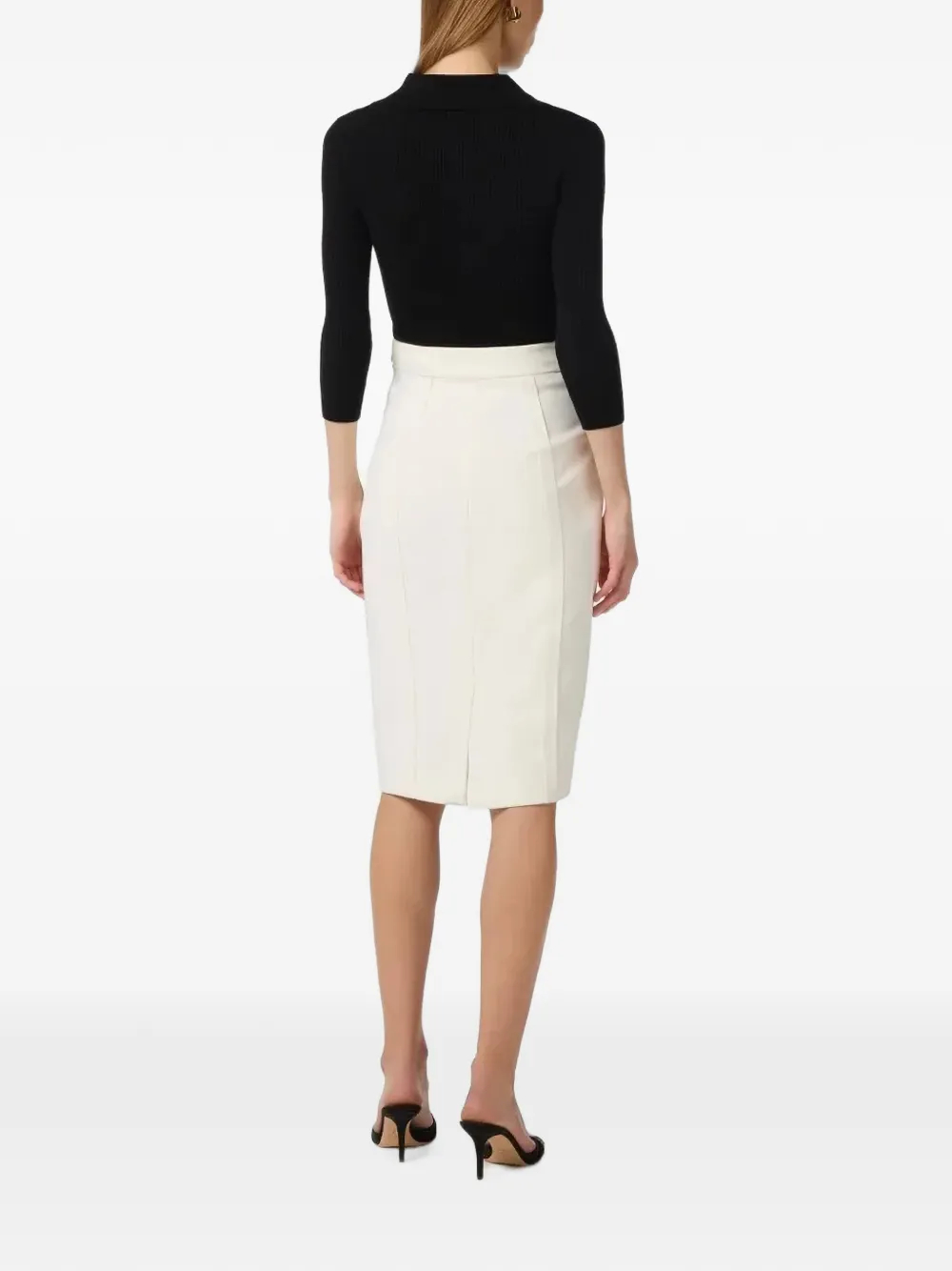Elisabetta Franchi Ribgebreide polotop met gevlochten detail Zwart