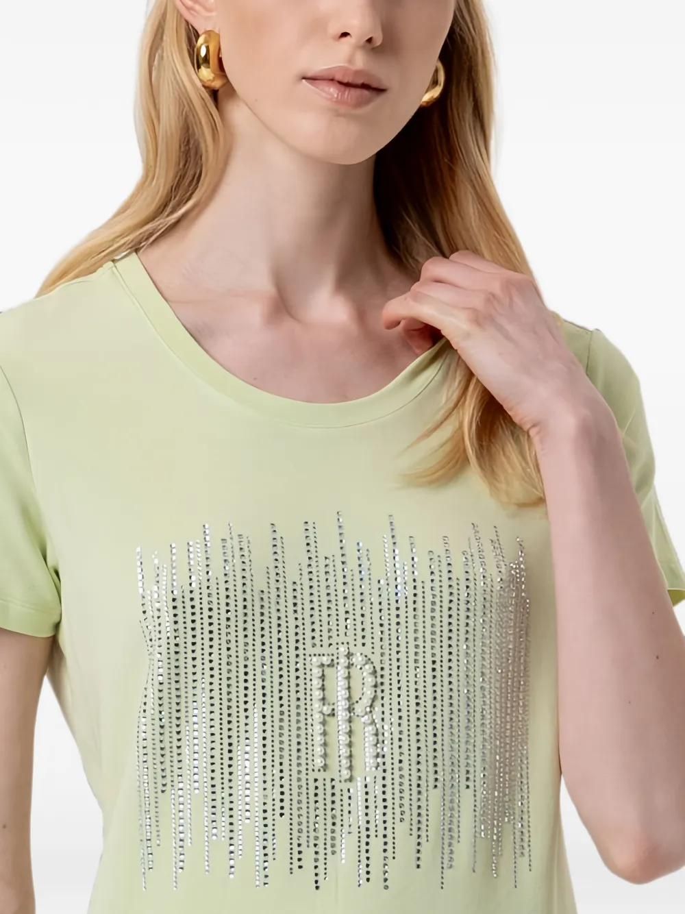FRACOMINA T-shirt verfraaid met stras Groen