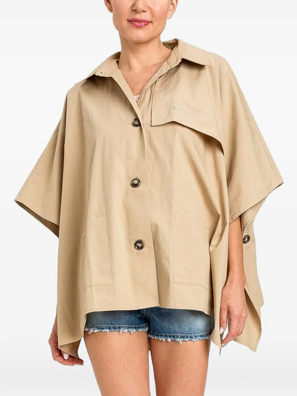 TWINSET Gabardine-Poncho im Trenchstyle - Nude