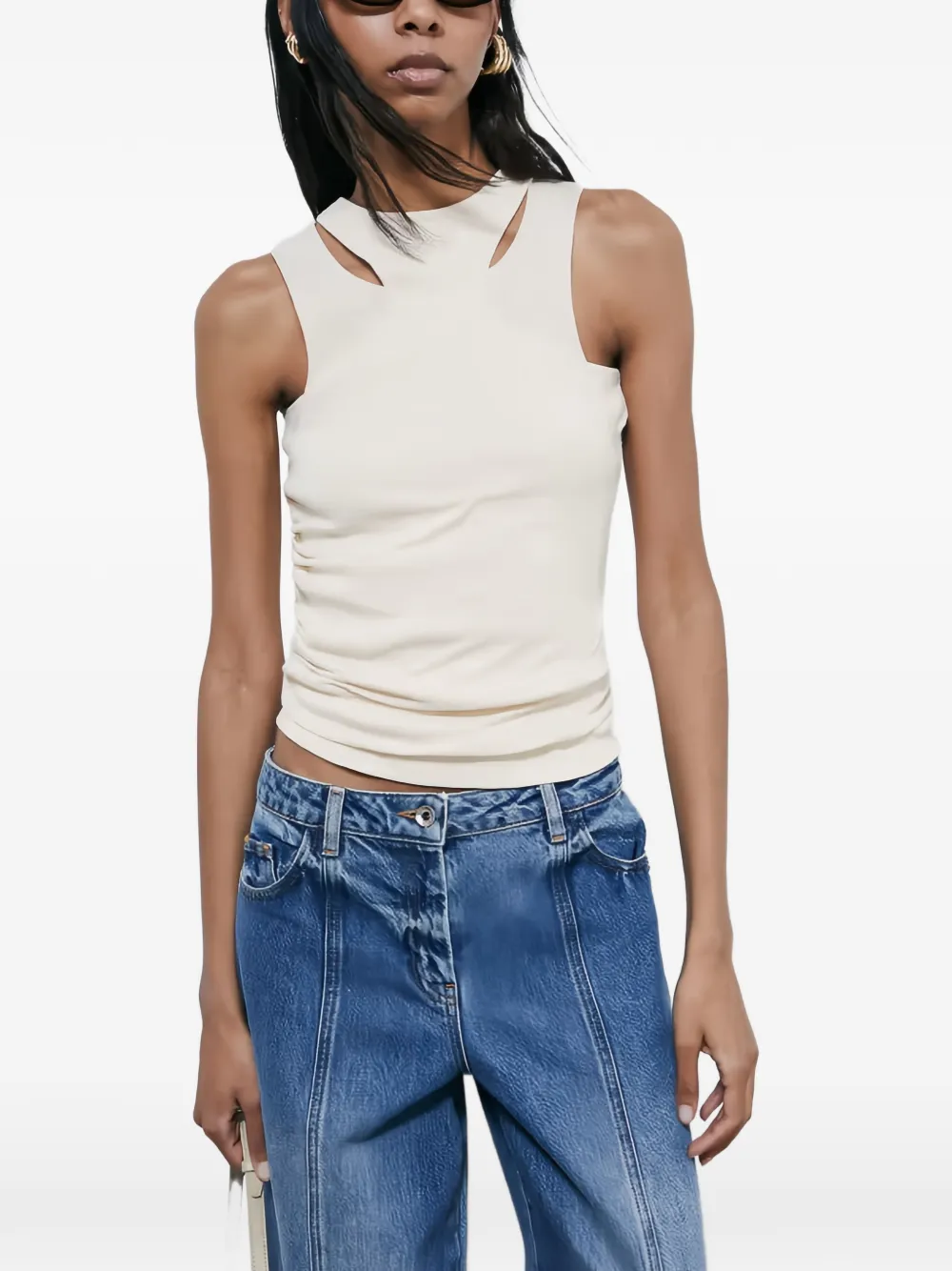 Patrizia Pepe layered cut-out top Zwart