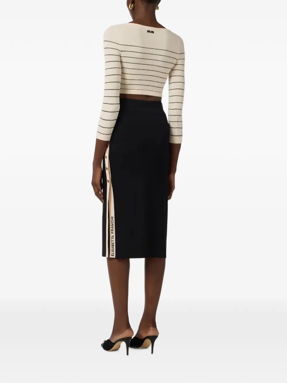 Elisabetta Franchi Gebreide mini-rok met logo jacquard Zwart