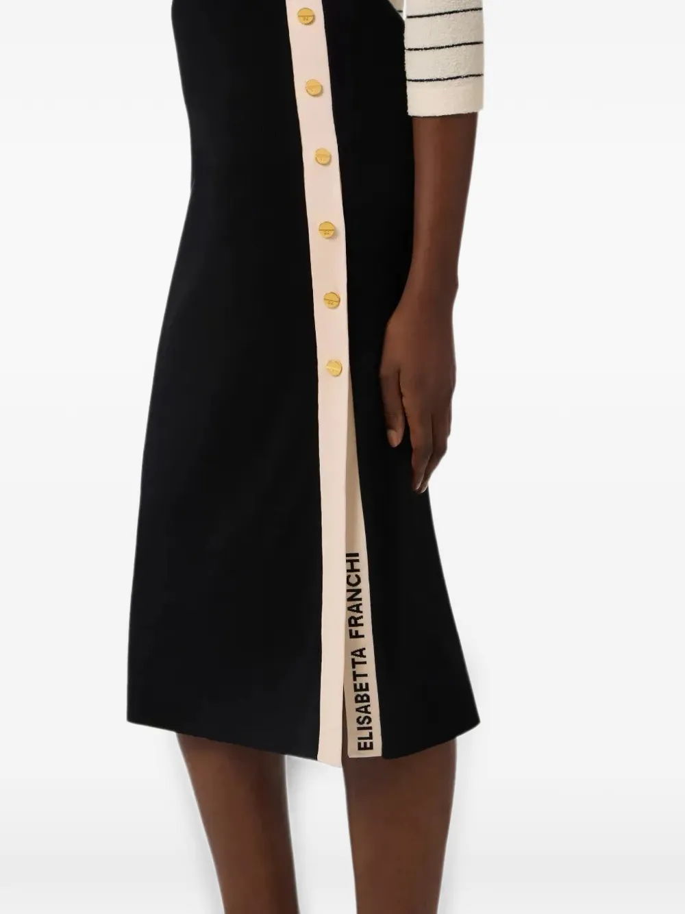 Elisabetta Franchi Gebreide mini-rok met logo jacquard Zwart