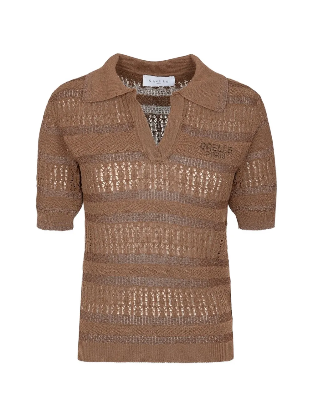 Gaëlle Paris logo-embroidered open-knit T-shirt - Marrone
