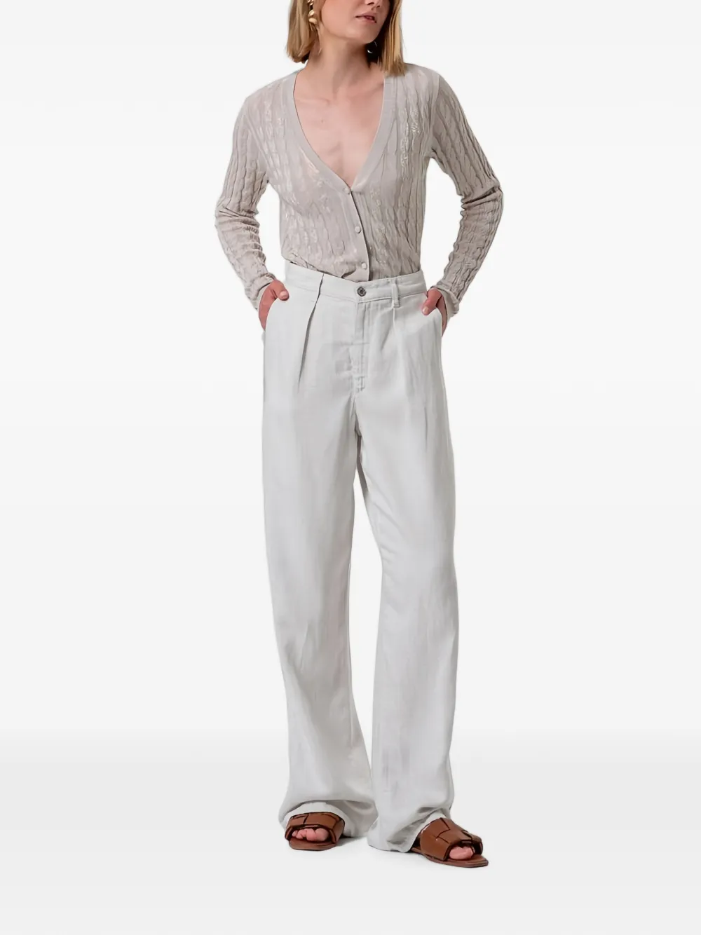 FRACOMINA Kabelgebreid vest Beige