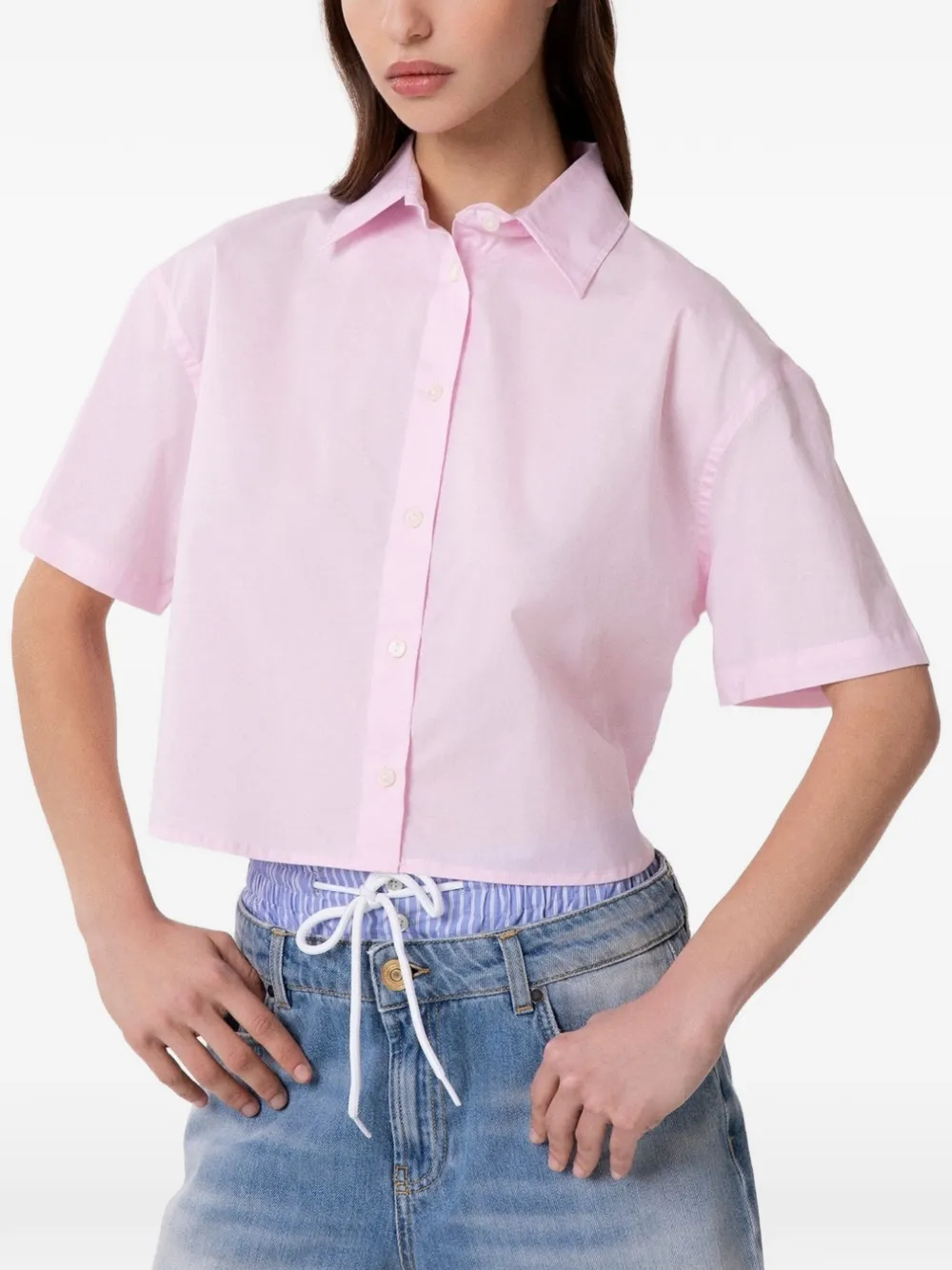 Gaëlle Paris crystal-embellished cropped shirt