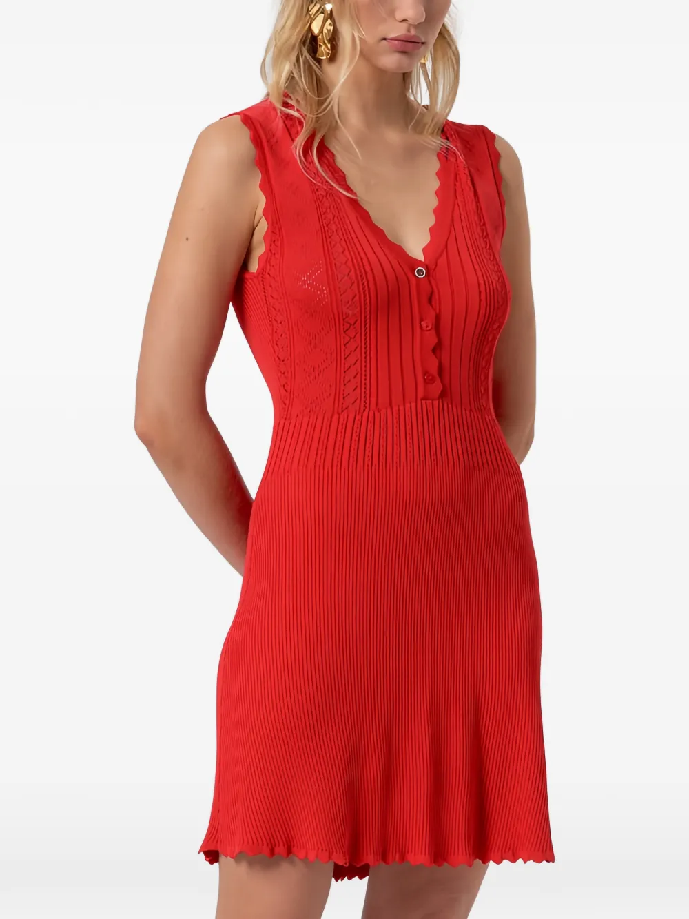 FRACOMINA scallop-edge pointelle-knit dress · M