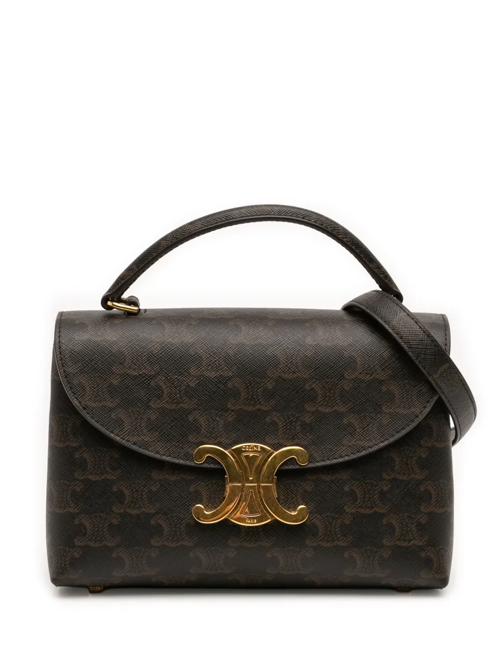 Celine Pre-Owned 2024 Teen Triomphe Coated Canvas Nino Bag satchel - Brown
