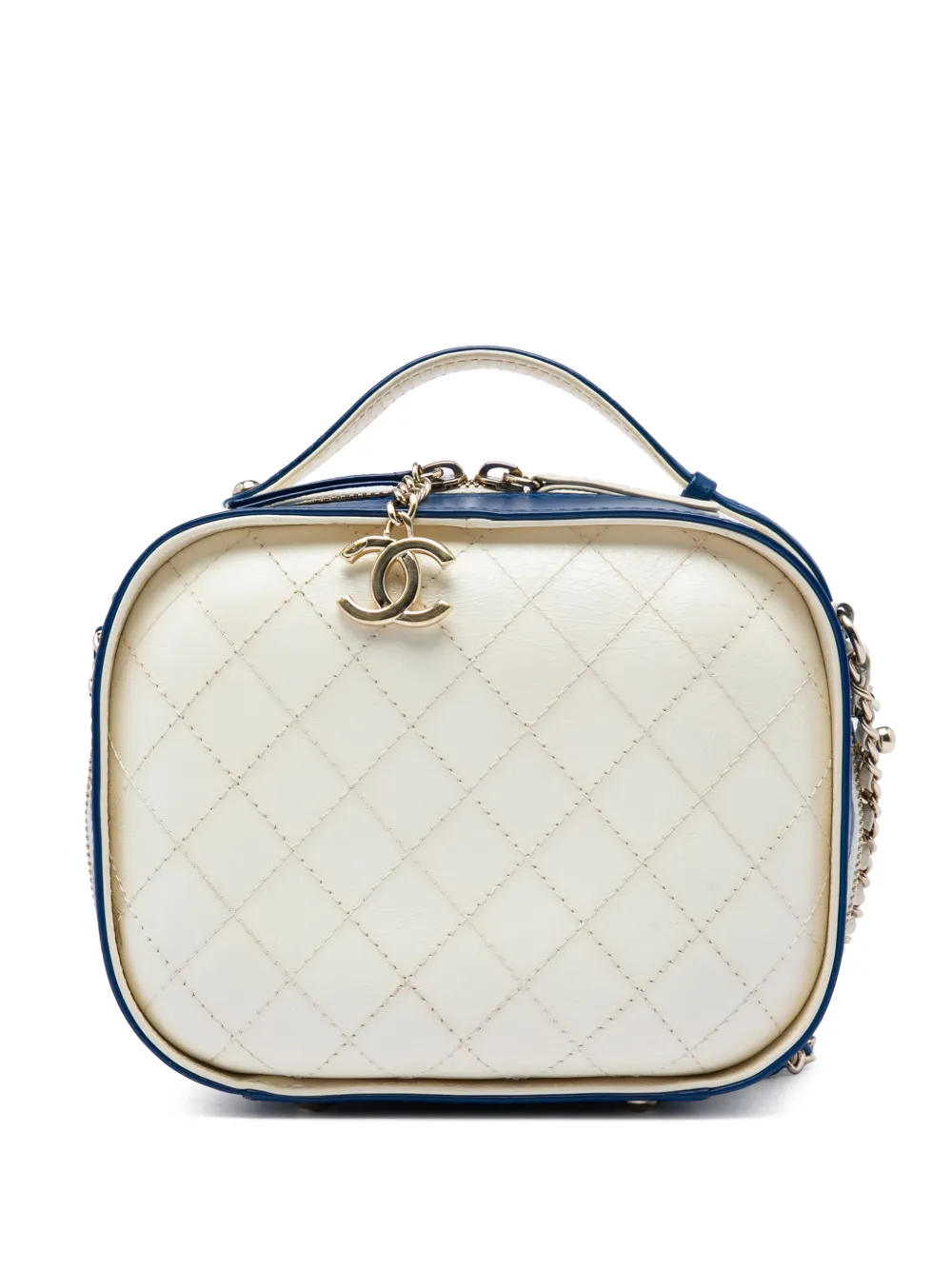 CHANEL Pre-Owned 2019 Small CC Crumpled Calfskin Vanity Case satchel - White